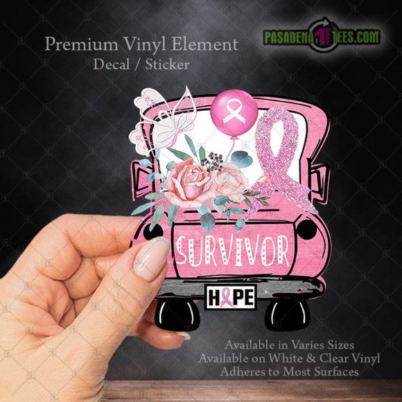 NEW Breast Cancer Survivor Hope Flowers Pink Vehicle Decal/Sticker 4x5" - Picture 1 of 2